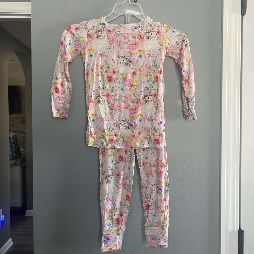 Posh Peanut Floral Kids Pajama Set - Pink and Yellow